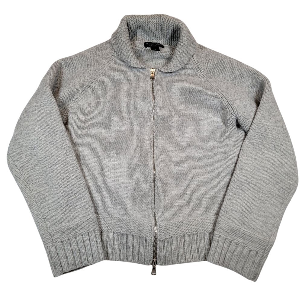 Bloomingdale's The Men's Store Wool Full Zip Sweater Sz XL Gray Knit Heavy